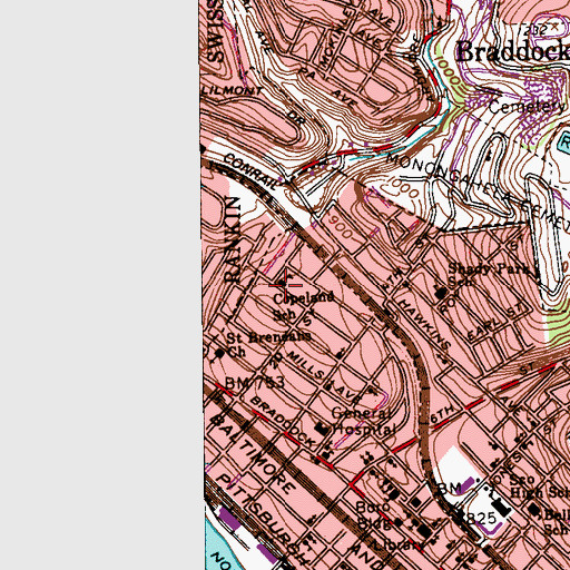 Topographic Map of Copeland School, PA