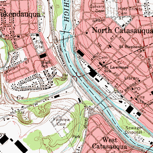 Topographic Map of Coplay Creek, PA
