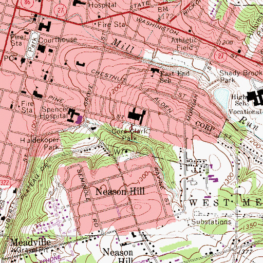 Topographic Map of Cora Clark Park, PA