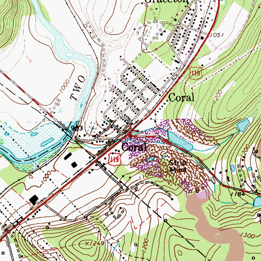 Topographic Map of Coral, PA
