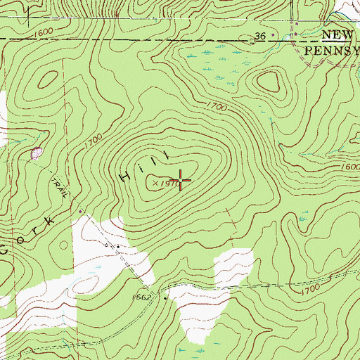 Topographic Map of Cork Hill, PA
