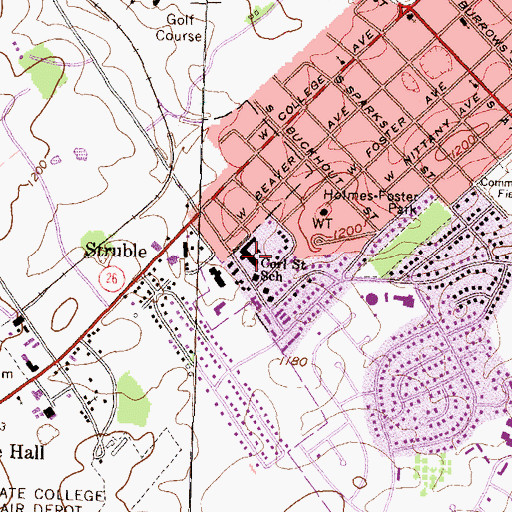 Topographic Map of Corl Street School, PA