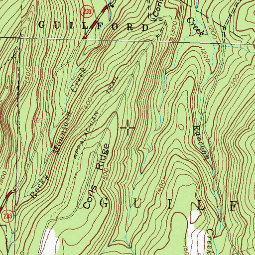 Topographic Map of Corls Ridge, PA