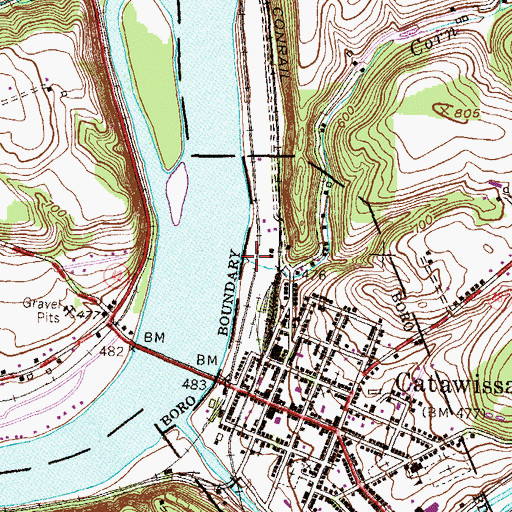Topographic Map of Corn Run, PA