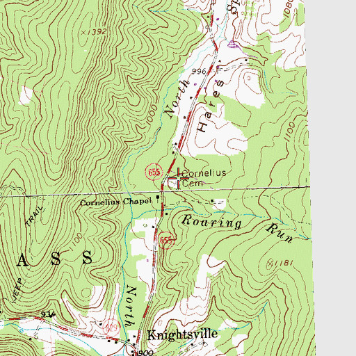 Topographic Map of Cornelius Cemetery, PA