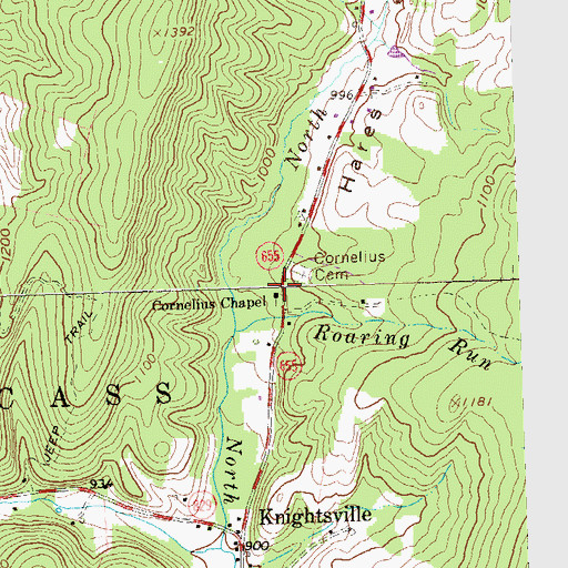Topographic Map of Cornelius Chapel, PA