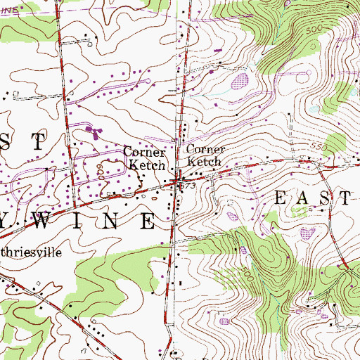 Topographic Map of Corner Ketch, PA