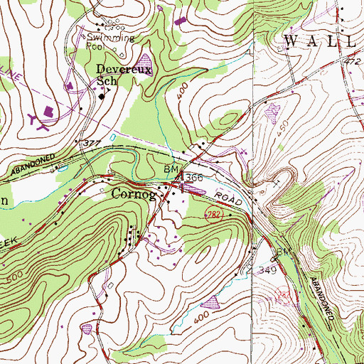Topographic Map of Cornog, PA