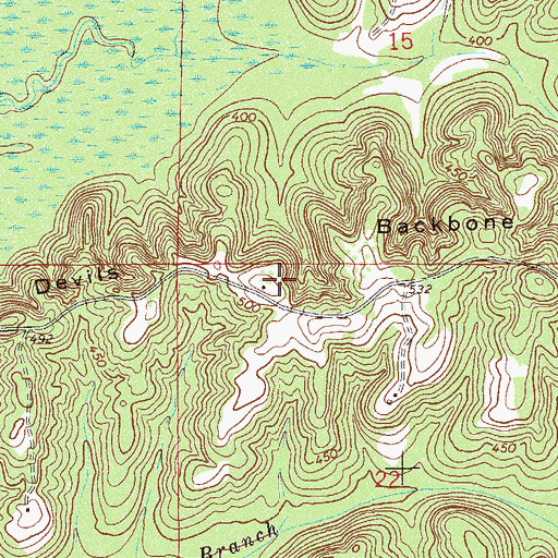 Topographic Map of Devils Backbone, AL