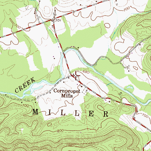 Topographic Map of Cornpropst Mills, PA