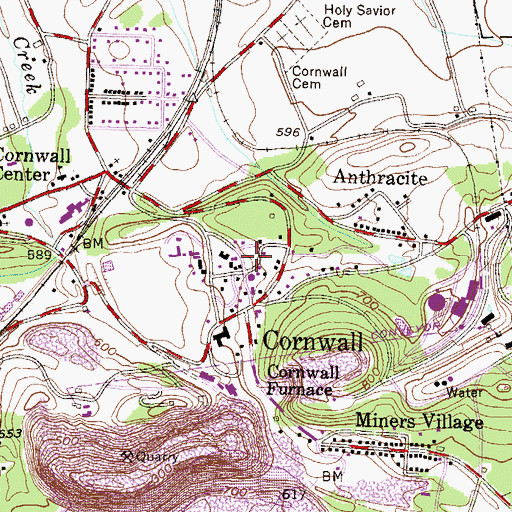 Topographic Map of Cornwall, PA