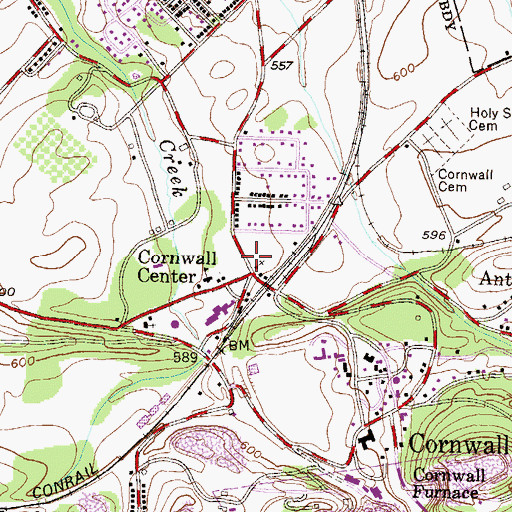 Topographic Map of Cornwall Center, PA
