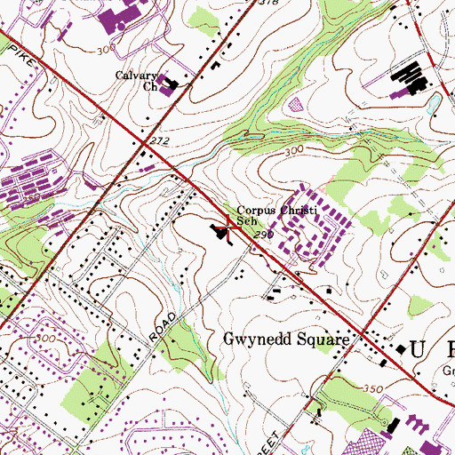 Topographic Map of Corpus Christi School, PA