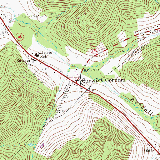 Topographic Map of Corwins Corners, PA