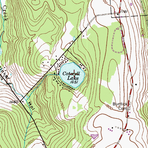 Topographic Map of Coterell Lake, PA