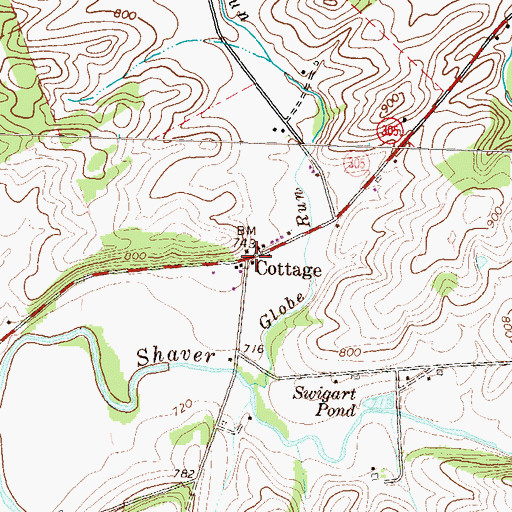 Topographic Map of Cottage, PA