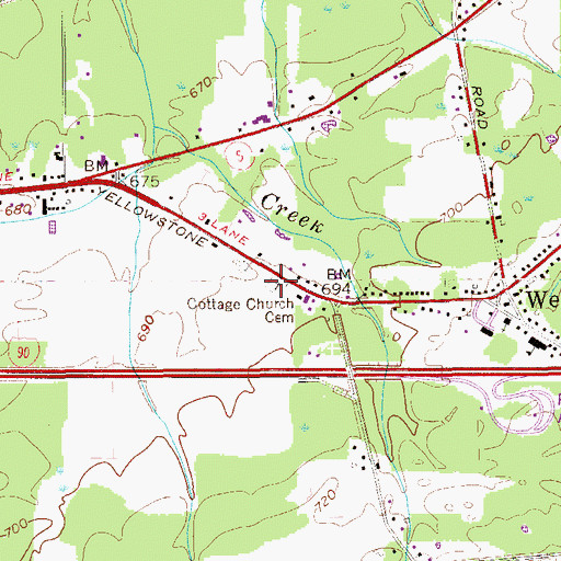 Topographic Map of Cottage Church Cemetery, PA