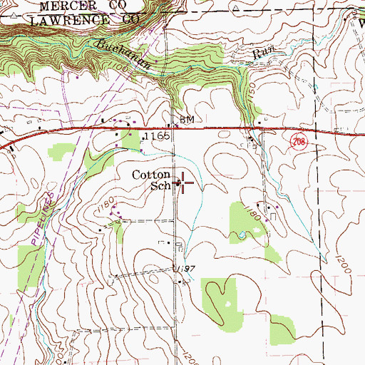 Topographic Map of Cotton School, PA