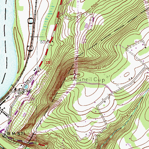 Topographic Map of Council Cup, PA