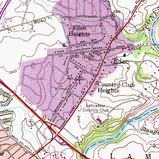 Topographic Map of Country Club Heights, PA