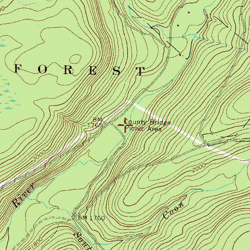 Topographic Map of County Bridge Picnic Area, PA