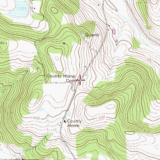 Topographic Map of County Home Cemetery, PA