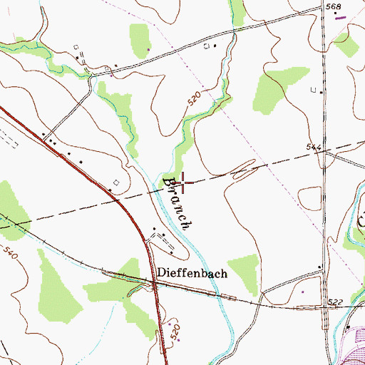 Topographic Map of County Line Branch, PA