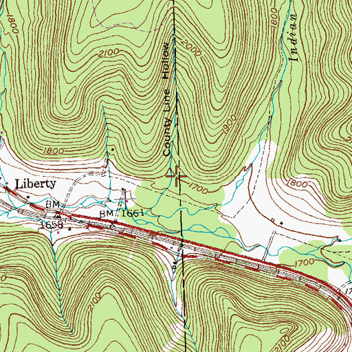 Topographic Map of County Line Hollow, PA