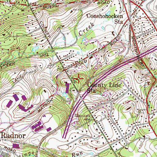Topographic Map of County Line Station, PA