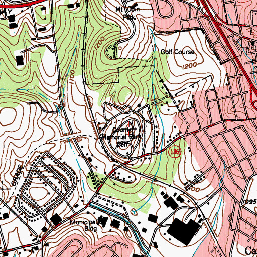 Topographic Map of Westmoreland County Memorial Park, PA