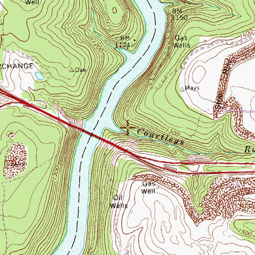 Topographic Map of Courtleys Run, PA