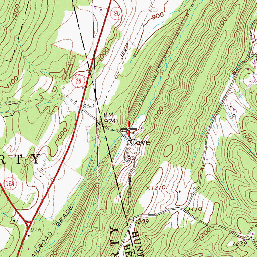 Topographic Map of Cove, PA