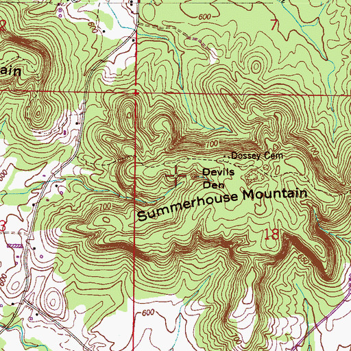 Topographic Map of Devils Den, AL