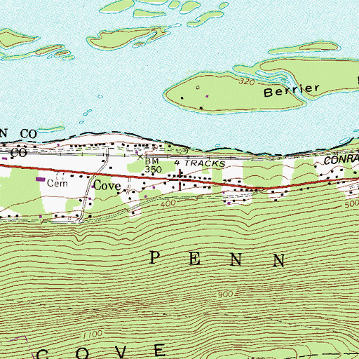 Topographic Map of Cove, PA