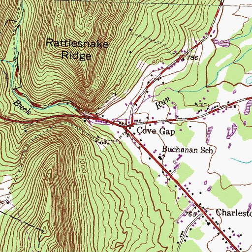Topographic Map of Cove Gap, PA