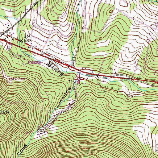 Topographic Map of Cove Hollow, PA