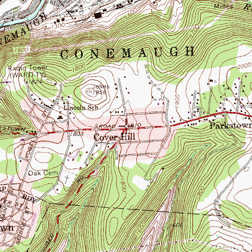 Topographic Map of Cover Hill, PA