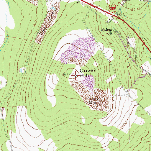 Topographic Map of Cover Hill, PA