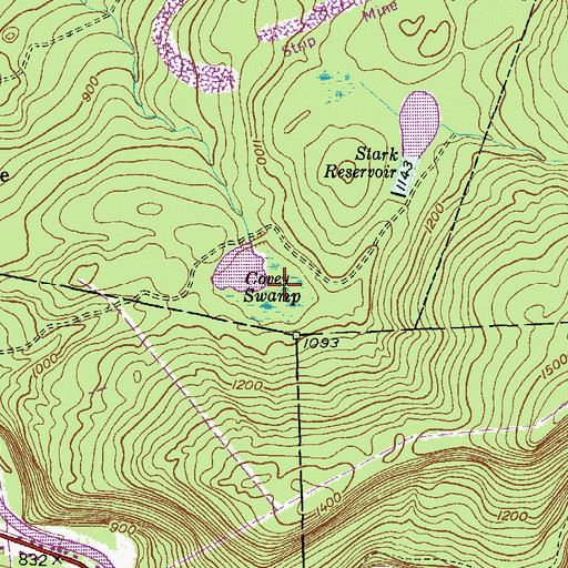 Topographic Map of Covey Swamp, PA