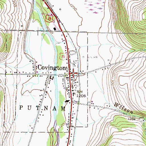 Topographic Map of Covington, PA