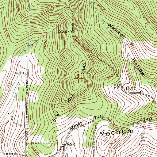 Topographic Map of Cow Hill Trail, PA