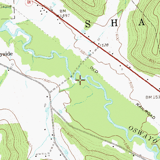 Topographic Map of Cow Run, PA