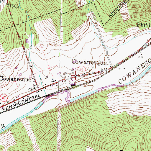 Topographic Map of Cowanesque, PA
