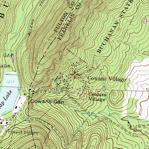 Topographic Map of Cowans Village, PA