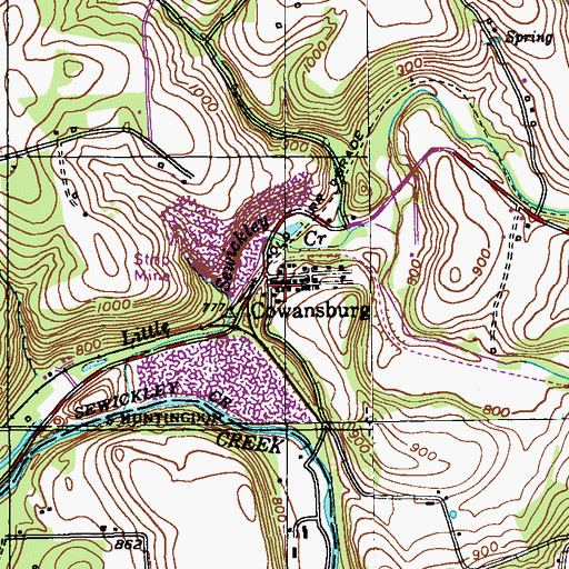 Topographic Map of Cowansburg, PA