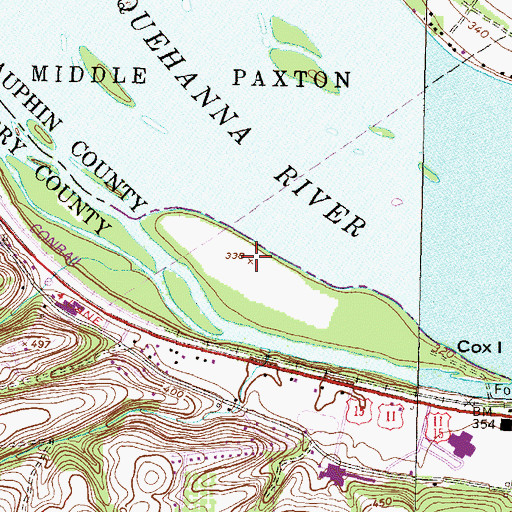 Topographic Map of Cox Island, PA