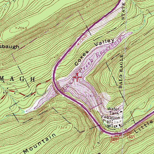 Topographic Map of Coxes Valley, PA