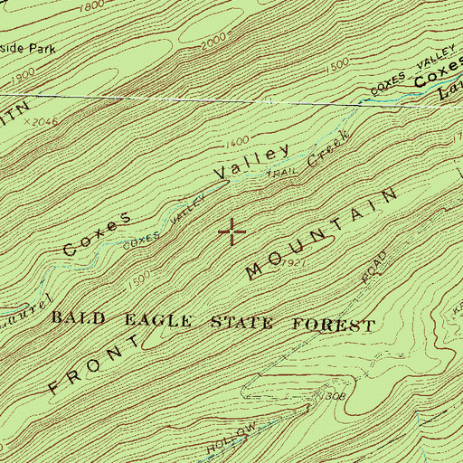 Topographic Map of Coxes Valley Trail, PA