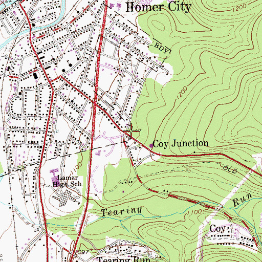 Topographic Map of Coy Junction, PA