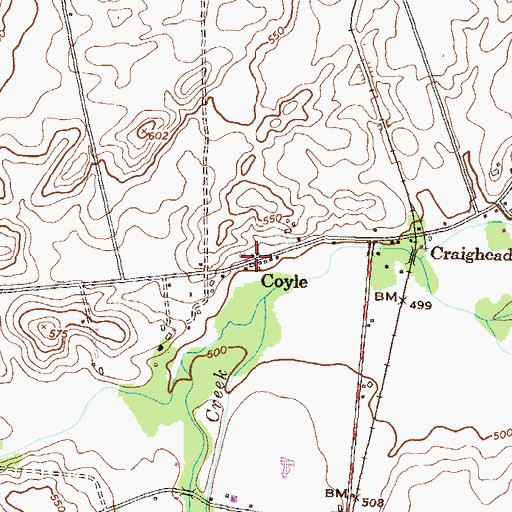 Topographic Map of Coyle, PA